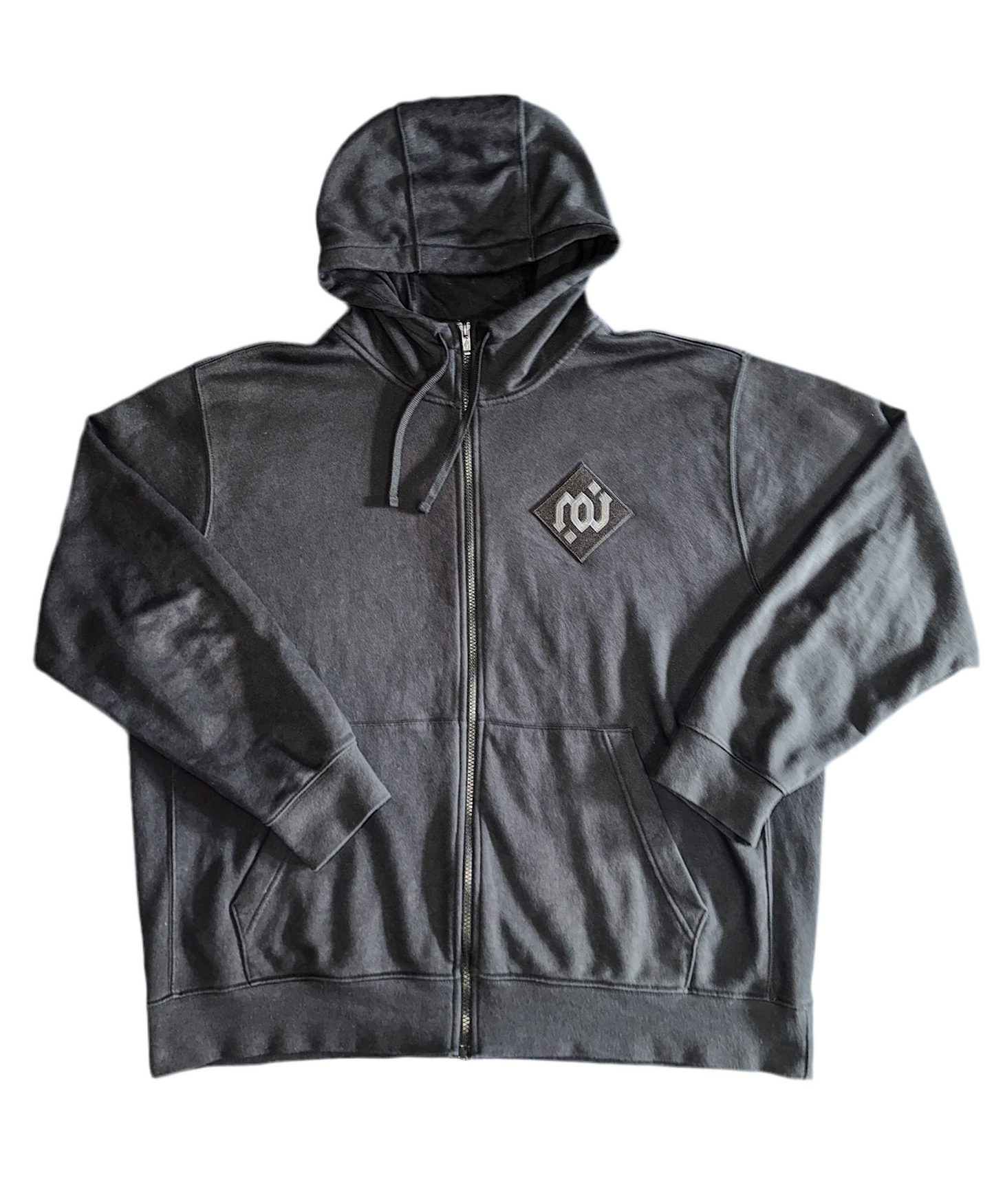 Medium Weight Zip-Up Hoodie Sample II - Silver Logo. “S” Patch: Heart