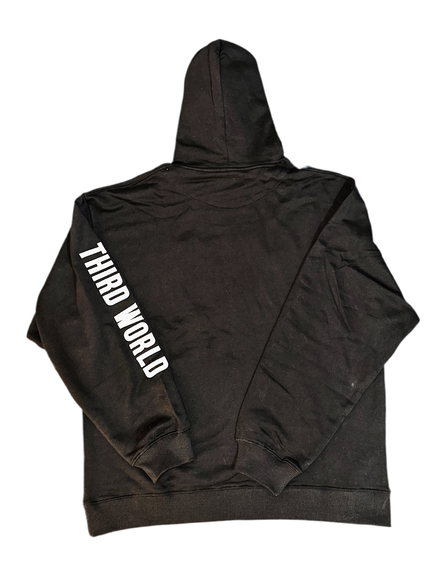 Medium Weight Hoodie Sample II - Logo/Typography. “XL” + “XL” Patches: Middle Chest, Middle Left Arm