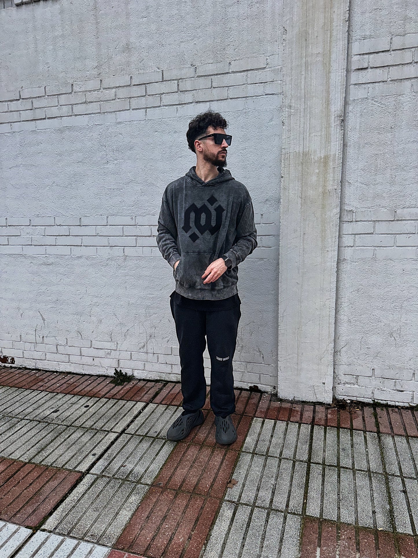 Lightweight Hoodie Sample II - Black Logo “XL” Patch: Center Chest