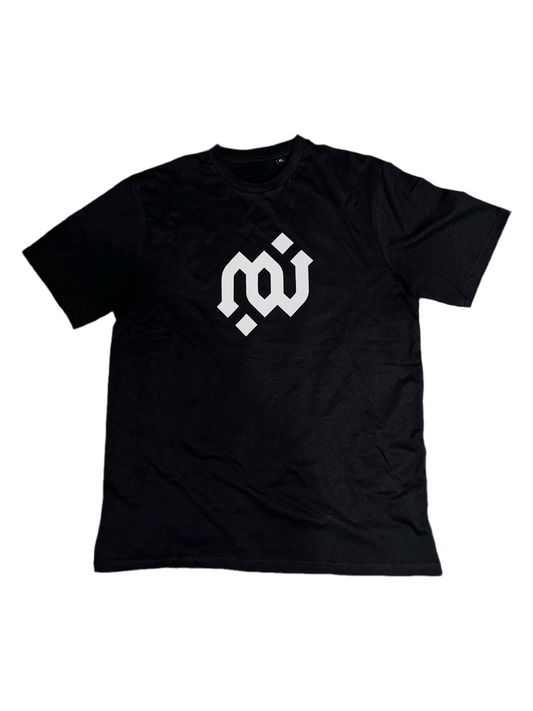 Standard T-Shirt Sample II - White Logo/Typography. “L”+ “L” Print: Center Chest, Middle Upper Back