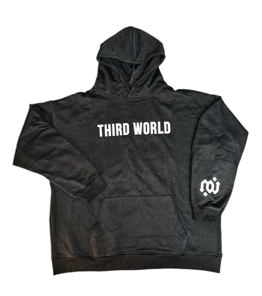 Medium Weight Hoodie Sample II - Logo/Typography. “S” + “XL” Patches: Left Wrist, Middle Chest